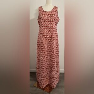 Sleeveless Midi/Maxi Dress Size Large Red,Brown,Pink,Beige,White Wave Knit.SKU15